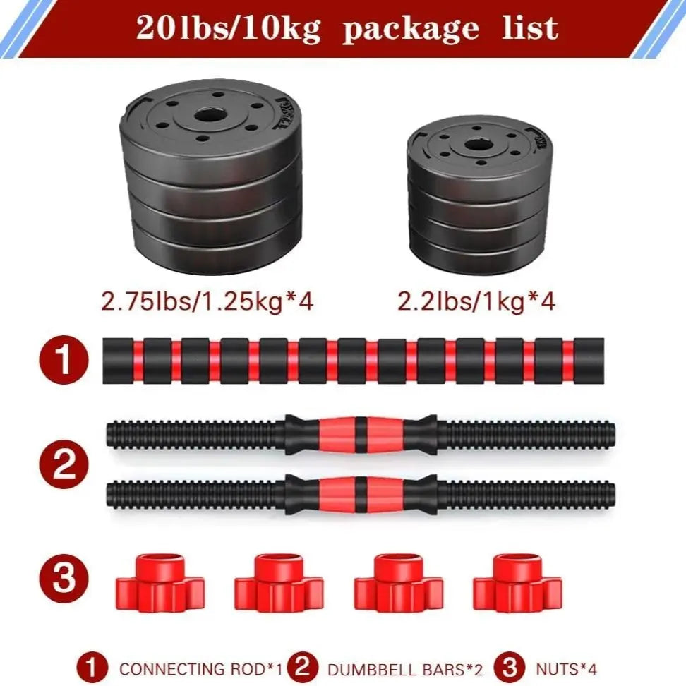 Summervibes 22/44Bls Adjustable Dumbbell Set for Home Gym Fitness Weight Plates, 3-In-1 Ergonomic Modes, Heavy Duty Cast for Strength Training Barbell Weight Set Exercise Equipment Gifts for Mother'S Day