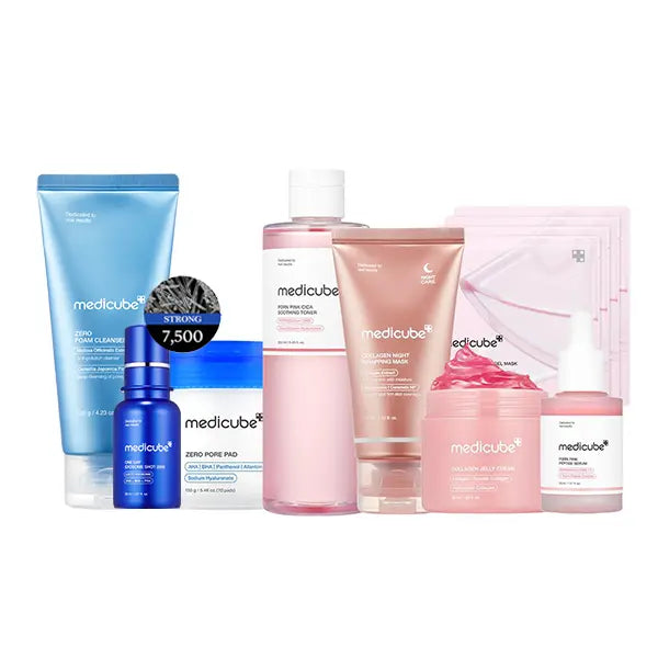 Unlock Radiant Skin with the Medicube Affordable Glass Glow Skincare Set | 8-Piece Routine for All Skin Types
