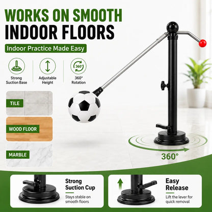 360° Rotating Soccer Training Kicker for Kids, Adjustable Indoor Soccer Ball Trainer with Suction Cup, Foldable Soccer Ball Holder for Parent-Child Home Practice