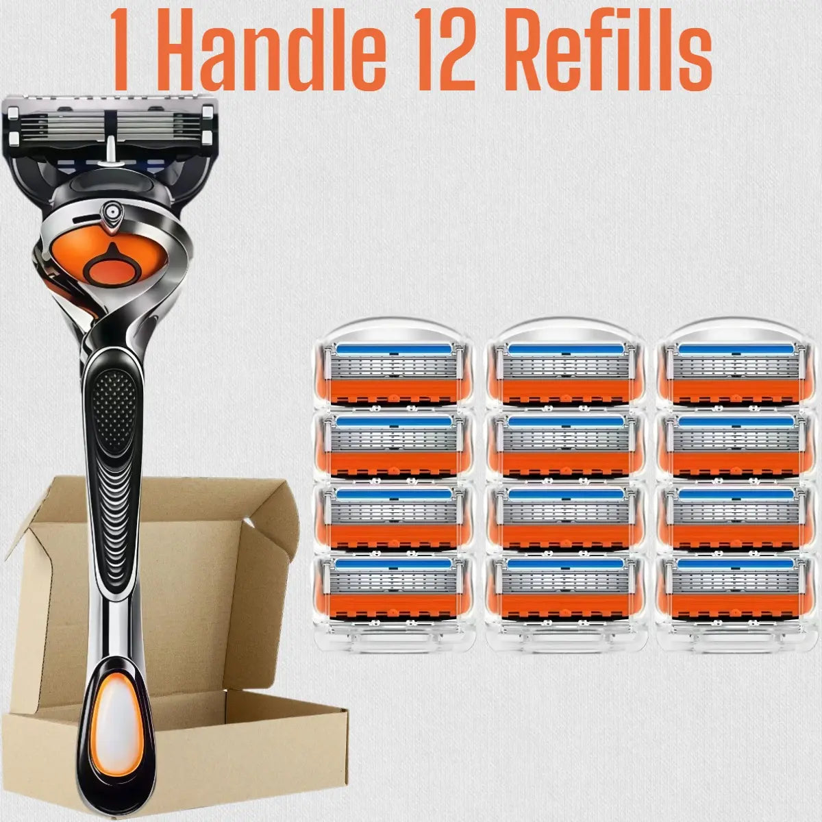 Ultimate Men's Razor Set - Precision Shaving with 5-Layer Blades, 1 Handle & 12/24 Refills for a Smooth, Comfortable Experience