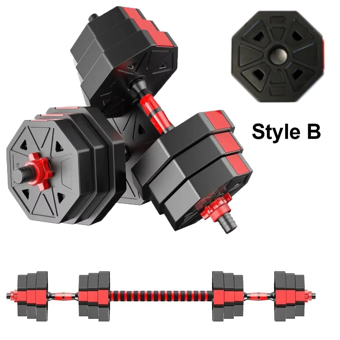Summervibes 22/44Bls Adjustable Dumbbell Set for Home Gym Fitness Weight Plates, 3-In-1 Ergonomic Modes, Heavy Duty Cast for Strength Training Barbell Weight Set Exercise Equipment Gifts for Mother'S Day