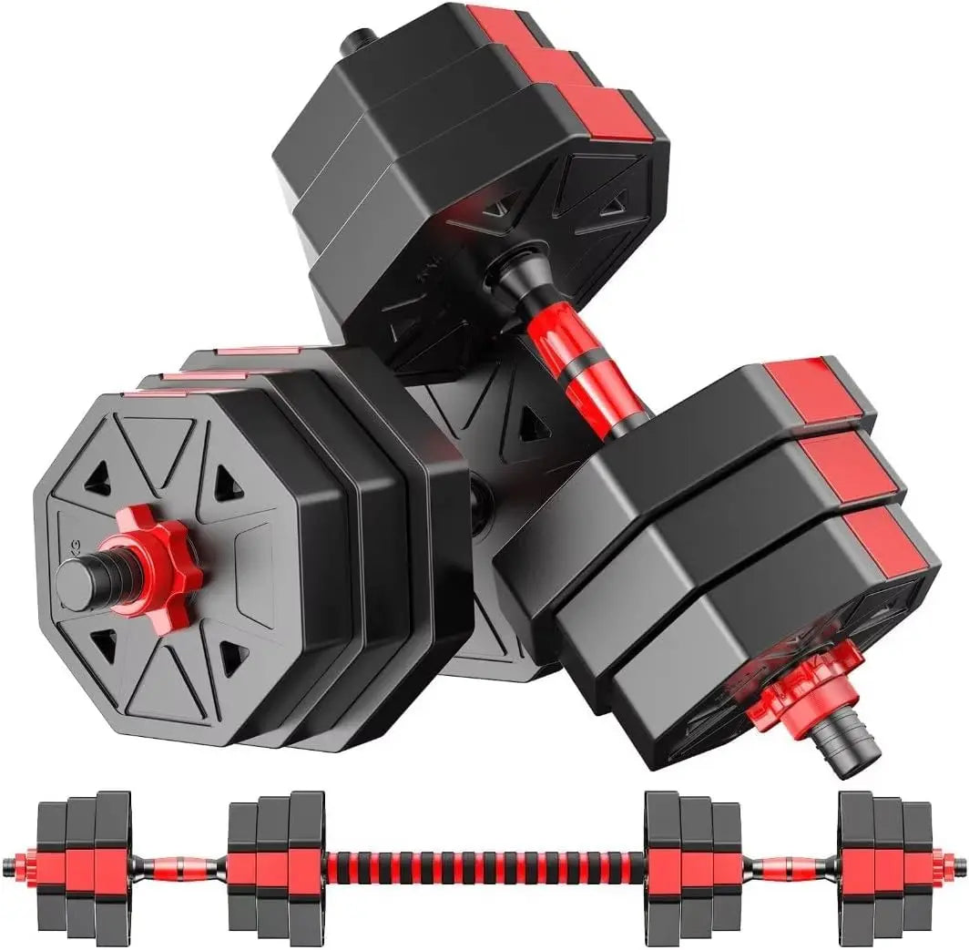 Summervibes 22/44Bls Adjustable Dumbbell Set for Home Gym Fitness Weight Plates, 3-In-1 Ergonomic Modes, Heavy Duty Cast for Strength Training Barbell Weight Set Exercise Equipment Gifts for Mother'S Day