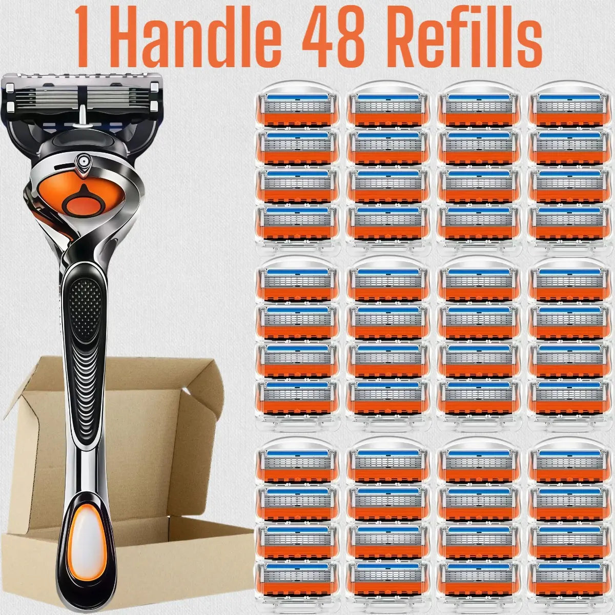Ultimate Men's Razor Set - Precision Shaving with 5-Layer Blades, 1 Handle & 12/24 Refills for a Smooth, Comfortable Experience
