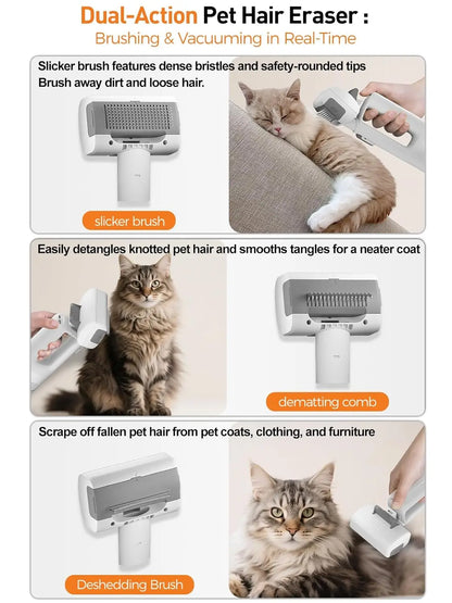 Revolutionary Cordless Pet Grooming Vacuum Set - Whisper-Quiet Hair Removal with 5 Versatile Grooming Tools for Happy, Calm Pets