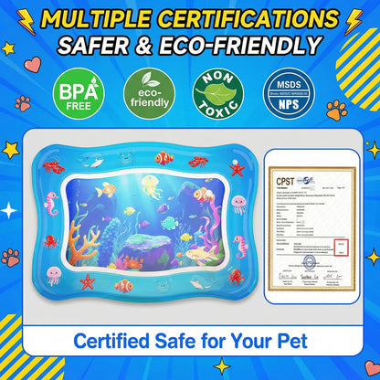 Catpick Cat Water Mat - Upgraded Interactive Cooling & Heating Play Mat with Floating Fish for Cats, 17 x 25 Inches - Durable, Leak-Proof, and Foldable