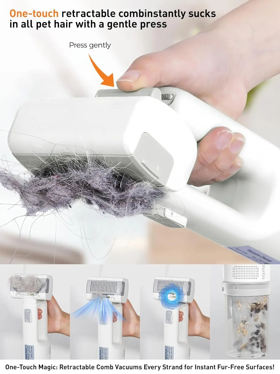 Revolutionary Cordless Pet Grooming Vacuum Set - Whisper-Quiet Hair Removal with 5 Versatile Grooming Tools for Happy, Calm Pets