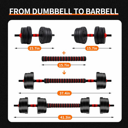 Summervibes 22/44Bls Adjustable Dumbbell Set for Home Gym Fitness Weight Plates, 3-In-1 Ergonomic Modes, Heavy Duty Cast for Strength Training Barbell Weight Set Exercise Equipment Gifts for Mother'S Day