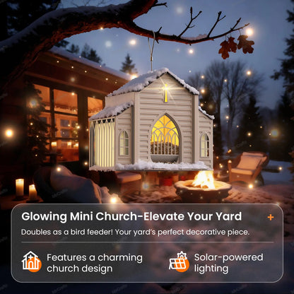 Mrcrafts Solar Church-Shaped Metal Bird Feeder, 10.35'' * 6.69'' * 8.2'', Hanging Outdoor Feeder, 4Lb Large Capacity & Bird Suet Design, Weatherproof, Garden/Yard/Deck Decor & Unique Gift for Christmas & Mother'S Day Summervi