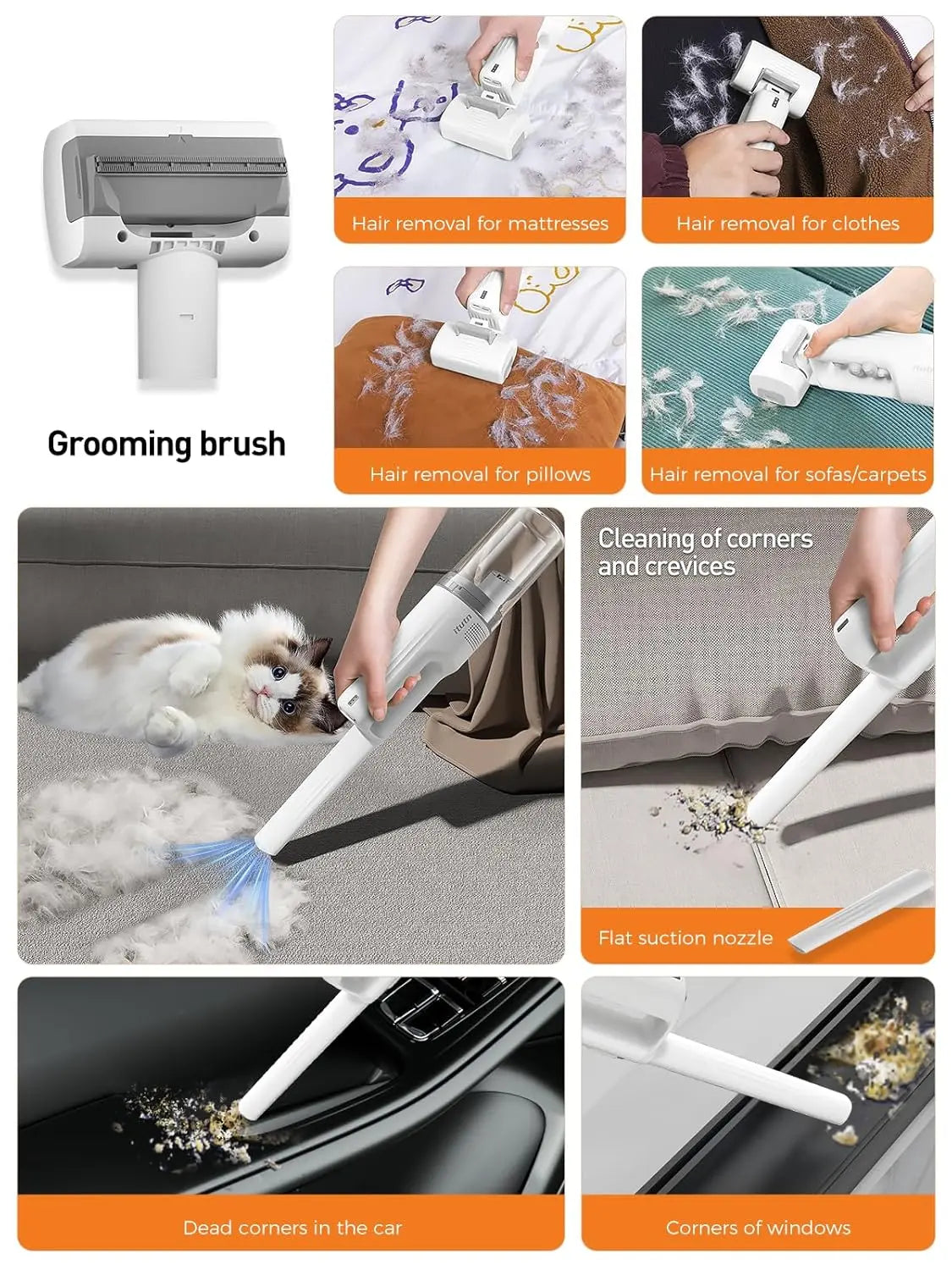 Revolutionary Cordless Pet Grooming Vacuum Set - Whisper-Quiet Hair Removal with 5 Versatile Grooming Tools for Happy, Calm Pets