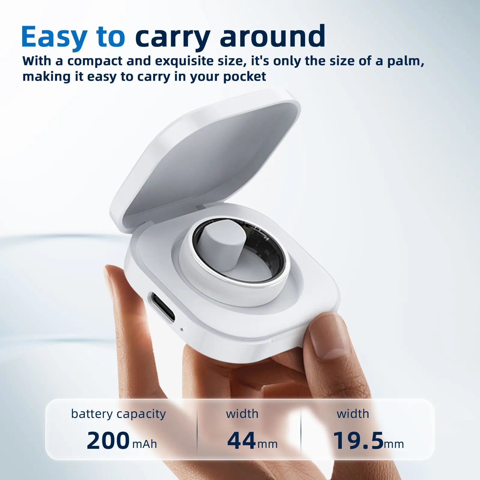 Revolutionary White Ceramic Smart Fitness Ring - Bluetooth Health Tracker for Heart Rate, Sleep, and Step Monitoring - Lightweight & Waterproof Design for Active Men and Women
