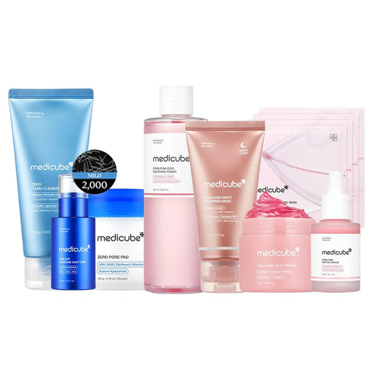 Unlock Radiant Skin with the Medicube Affordable Glass Glow Skincare Set | 8-Piece Routine for All Skin Types