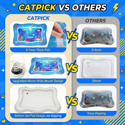 Catpick Cat Water Mat - Upgraded Interactive Cooling & Heating Play Mat with Floating Fish for Cats, 17 x 25 Inches - Durable, Leak-Proof, and Foldable