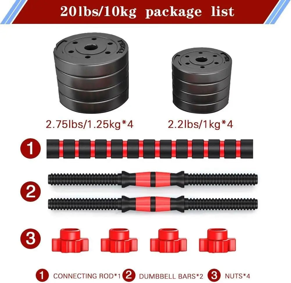 Summervibes 22/44Bls Adjustable Dumbbell Set for Home Gym Fitness Weight Plates, 3-In-1 Ergonomic Modes, Heavy Duty Cast for Strength Training Barbell Weight Set Exercise Equipment Gifts for Mother'S Day