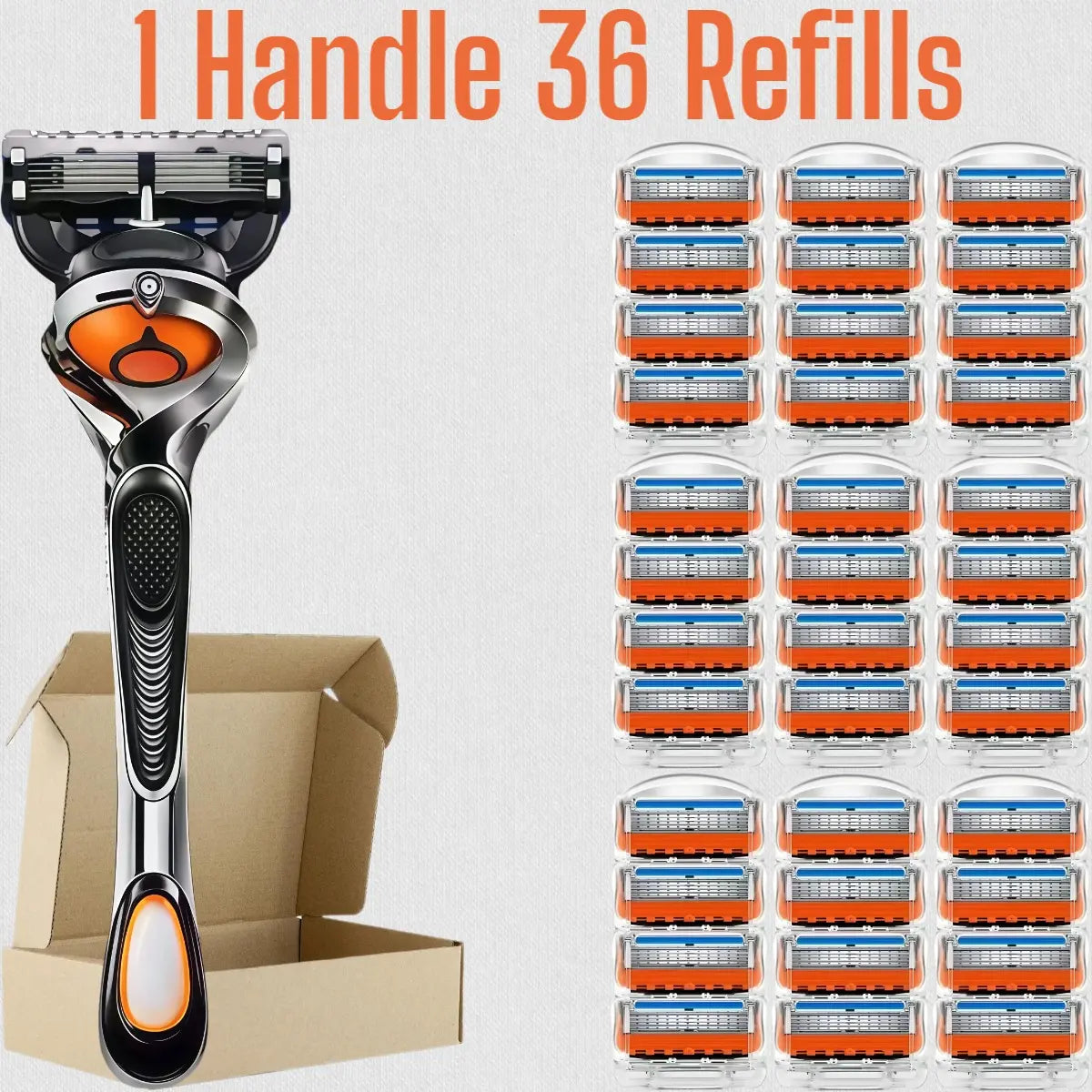 Ultimate Men's Razor Set - Precision Shaving with 5-Layer Blades, 1 Handle & 12/24 Refills for a Smooth, Comfortable Experience