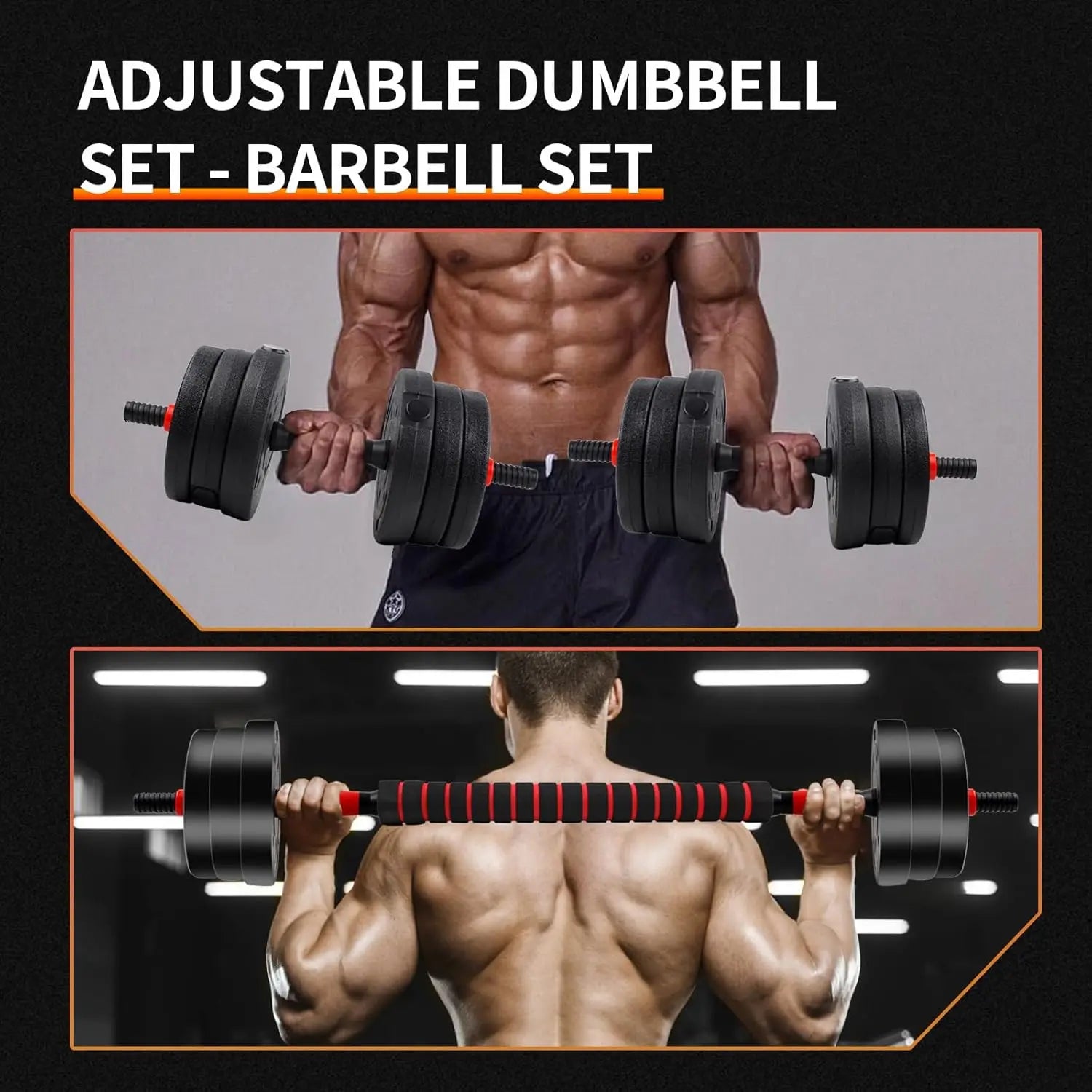 Summervibes 22/44Bls Adjustable Dumbbell Set for Home Gym Fitness Weight Plates, 3-In-1 Ergonomic Modes, Heavy Duty Cast for Strength Training Barbell Weight Set Exercise Equipment Gifts for Mother'S Day