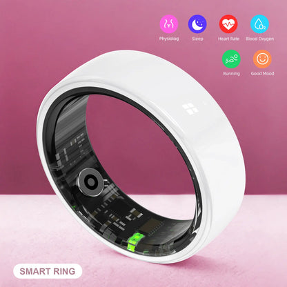 Revolutionary White Ceramic Smart Fitness Ring - Bluetooth Health Tracker for Heart Rate, Sleep, and Step Monitoring - Lightweight & Waterproof Design for Active Men and Women